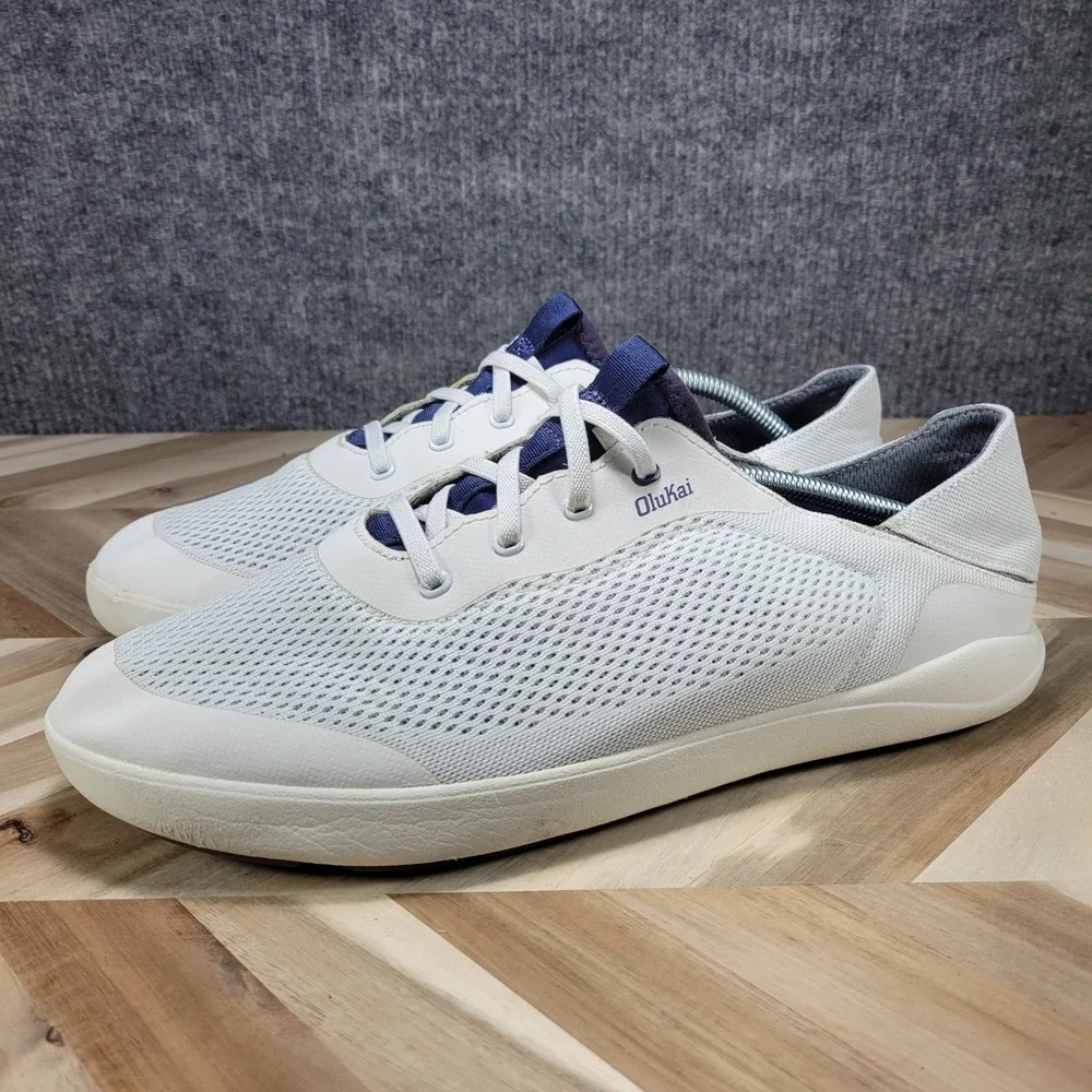 OLUKAI Moku Pae Men's 12 White Breathable Water Boat Shoes Sneakers